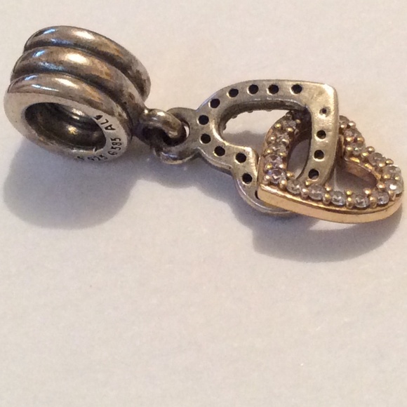 Pandora two tone dangling charm 14K gold and silver - Picture 3 of 4